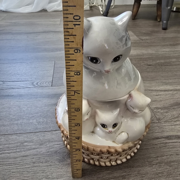 Vintage Mitger Ceramic Cat And Kittens In A Basket Cookie Jar Collectible Decor - Picture 3 of 5